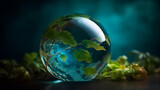 Earth Day and World Environment concept with glass globe and eco-friendly