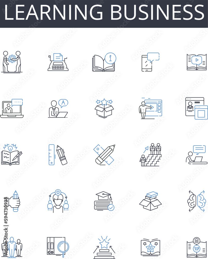 Learning business line icons collection. Advancement, Growth, Improvement, Development, Success, Promotion, Expansion vector and linear illustration. Enhancement,Escalation,Headway outline signs set