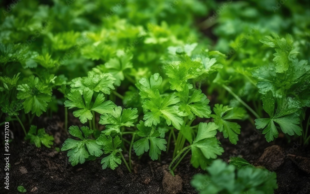 Organic coriander leaves background, Generative AI