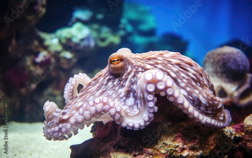 Octopus with corals underwater world  Generative AI
