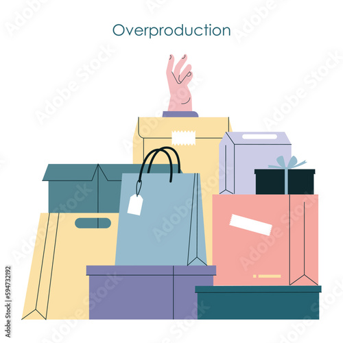 Overproduction and overconsumption concept set. Global ecological photo