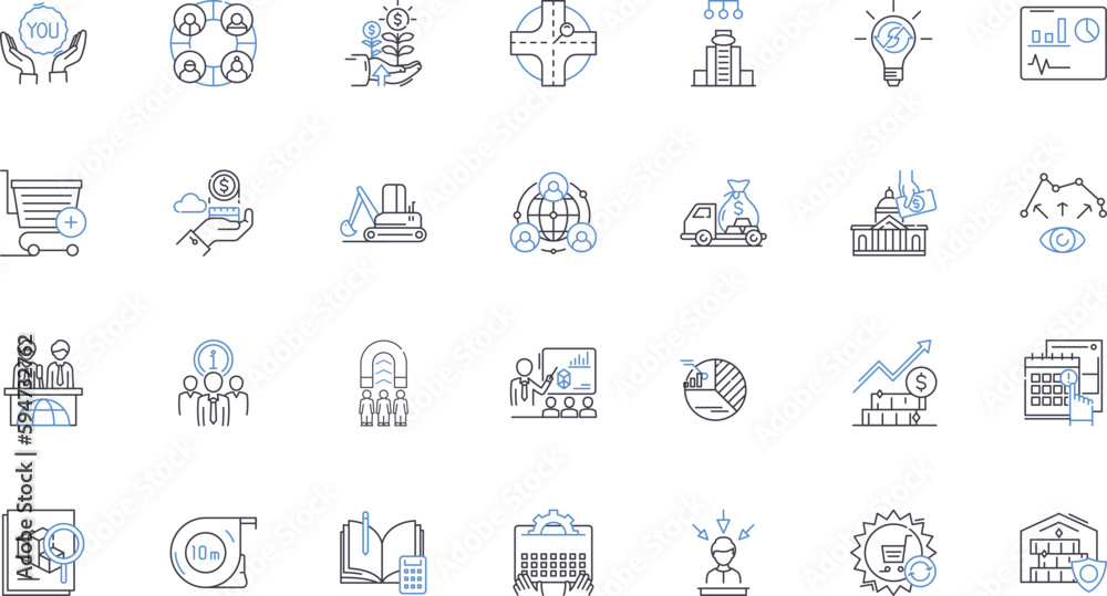 Enterprise protocols line icons collection. Security, Integration, Scalability, Interoperability, Reliability, Efficiency, Consistency vector and linear illustration. Standardization,Authentication
