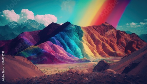 Colorful rainbow hills, generative ai