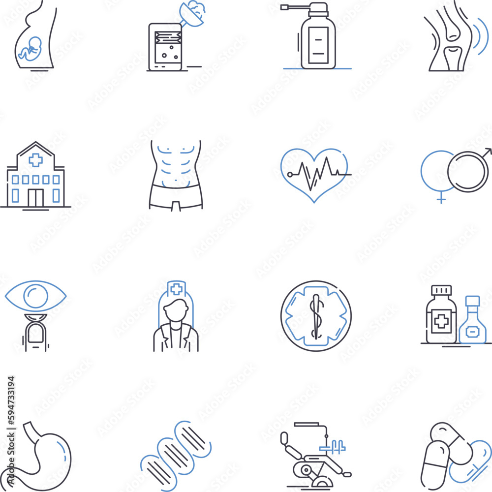 Maternity ward line icons collection. Baby, Delivery, Birth, Labor