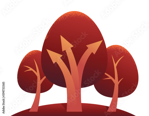 Decision tree with three choice arrows