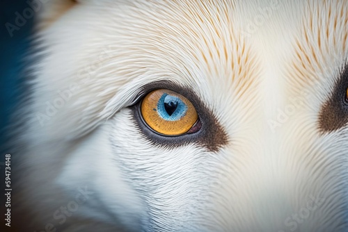 portrait of a white fox, gaze of a fox, generative AI