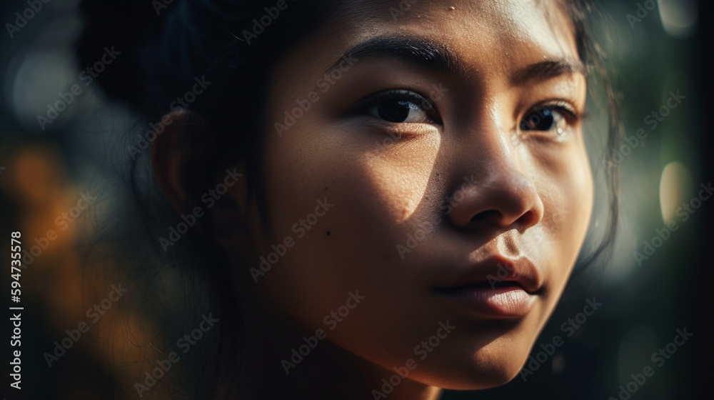 Close up portrait of woman's face, Generative AI