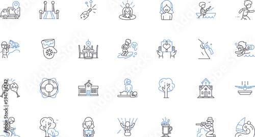 Holiday line icons collection. Celebration, Festive, Tradition, Family, Joyful, Cheer, Gifts vector and linear illustration. Decorations,Reunions,Feasts outline signs set