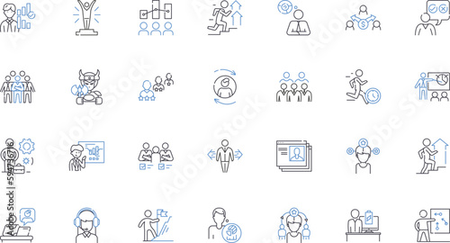Community line icons collection. Empathy, Diversity, Inclusion, Unity, Participation, Connection, Engagement vector and linear illustration. Support,Collaboration,Belonging outline signs set