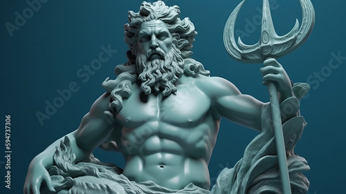Fotografiet The mightiness of god of sea and oceans Neptune, Poseidon, Triton , generative a