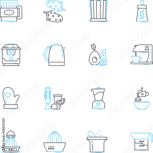 Cuisine Culinary linear icons set. Spice, Flavor, Ingredient, Recipe, Dish, Heat, Savory line vector and concept signs. Sweet,Umami,Texture outline illustrations