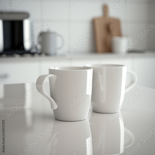 Coffee Cup Whilte Mockup, tea, milk, template. Created with Generative AI Technology 