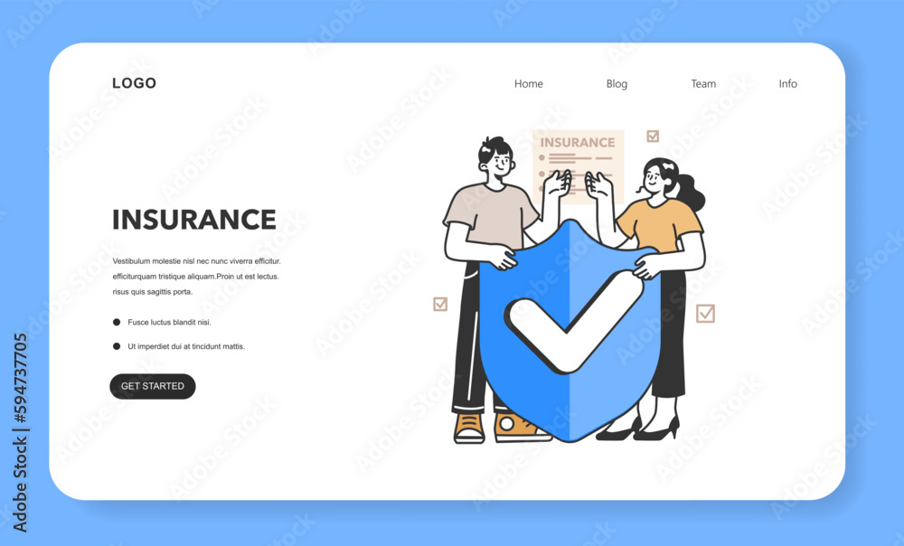 Insurance web banner or landing page. Security and protection Insurance web banner or landing page. Security and protection