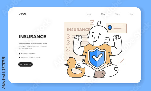 Insurance web banner or landing page. Security and protection