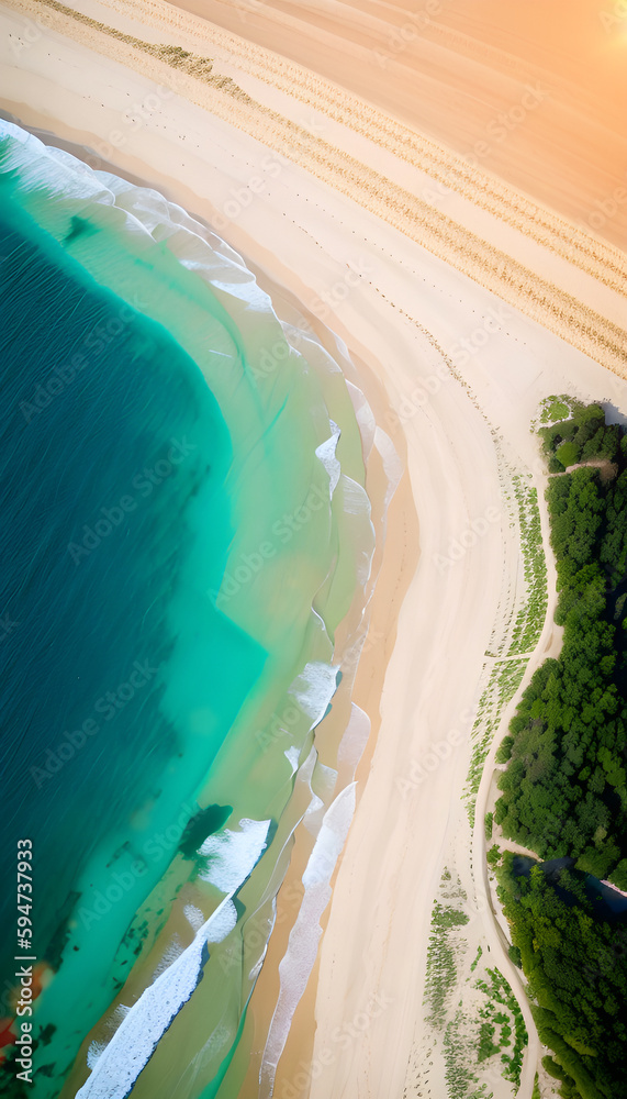 Vue aérienne d'une plage de rêve,IA générative.
