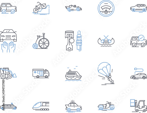 Wheels line icons collection. Rims, Tires, Spokes, Hubcaps, Alloy, Rubber, Wheels vector and linear illustration. Axles,Bearings,Chrome outline signs set