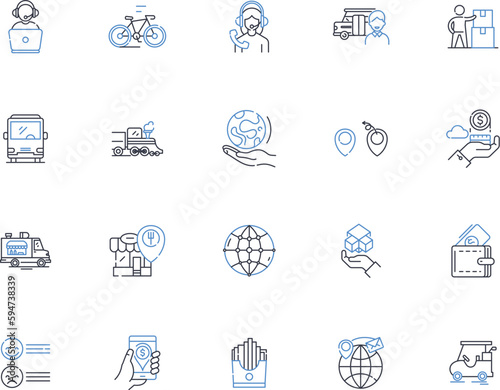 Warehousing solutions line icons collection. Inventory, Storage, Distribution, Fulfillment, Logistics, Pallets, Warehousing vector and linear illustration. Delivery,Shipping,Receiving outline signs