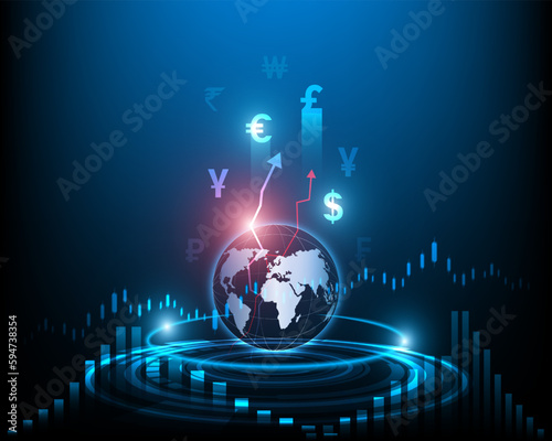 stock market. Currency exchange. financial network