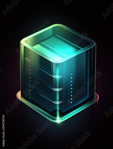 A backup icon with translucent glass isometric view