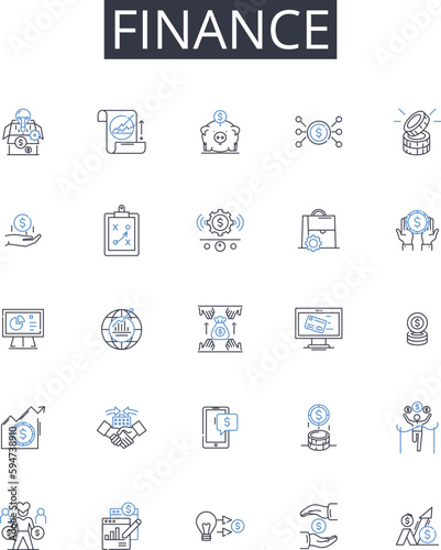 Finance line icons collection. Accounting, Economics, Investment, Banking, Capital, Revenue, Budgeting vector and linear illustration. Fiscal,Mtary,Wealth outline signs set