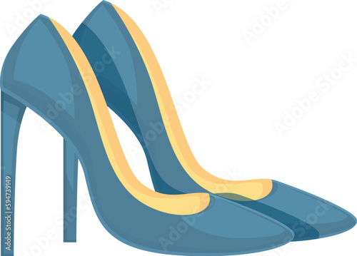 Classic blue high heels shoes icon cartoon vector. Female fashion. Personal shape