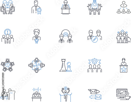 Organizing line icons collection. Systematize, Categorize, Arrange, Simplify, Sort, Plan, Declutter vector and linear illustration. Coordinate,Streamline,Optimize outline signs set