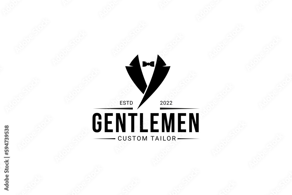 gentleman custom tailor logo vector icon illustration Stock Vector | Adobe  Stock