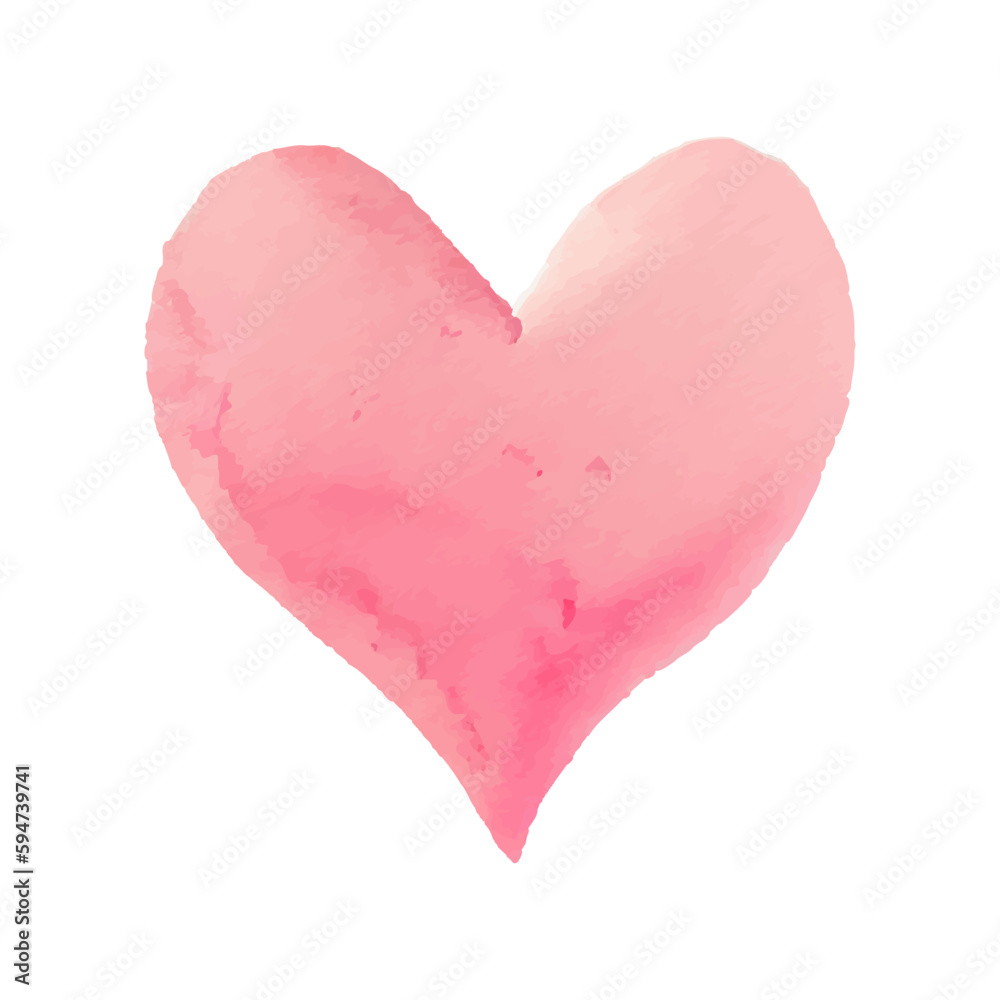 Pink heart in watercolor style isolated on white background.