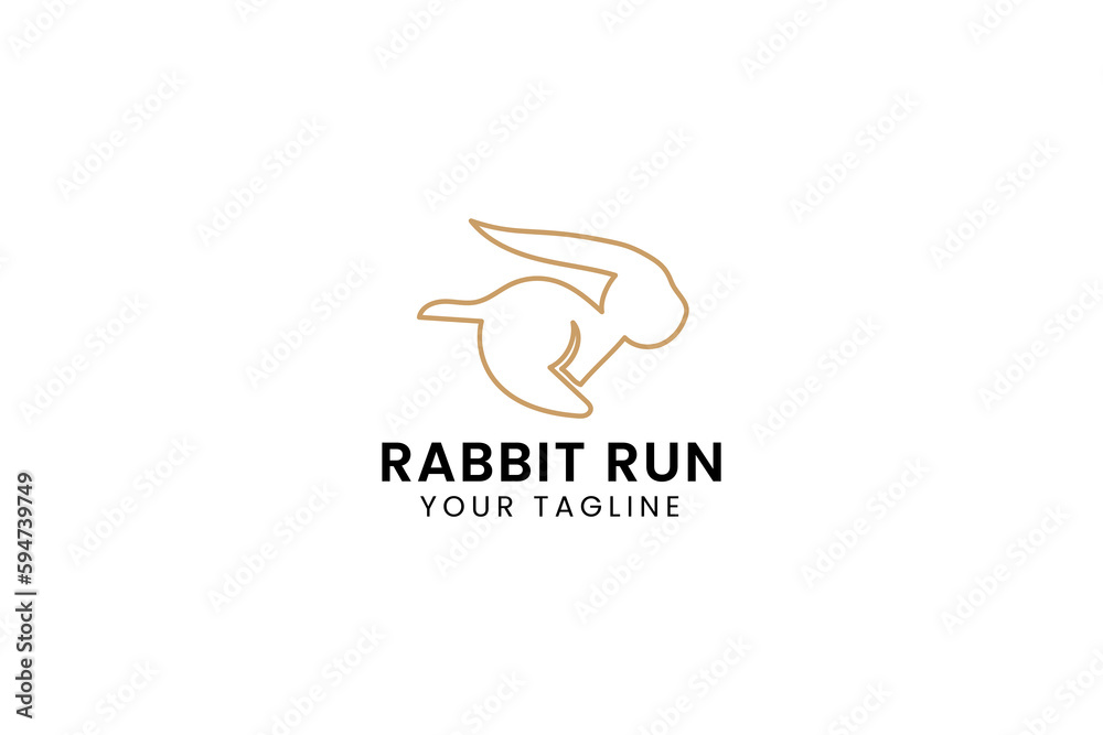 Fototapeta premium rabbit jump logo vector icon illustration
