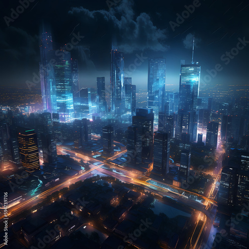 Digital Dreamscape  A Nighttime City of Ultra-Realistic Beauty- Generative AI