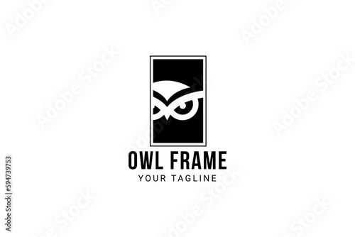 owl frame logo vector icon illustration