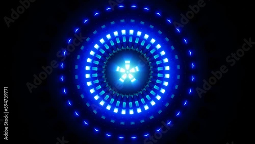 blue circle pulsing flicker light vj loop, audio visual for dj dance music . High quality 4k footage