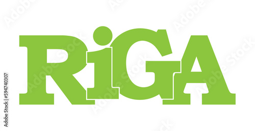 Riga. Name of the capital of Latvia, green