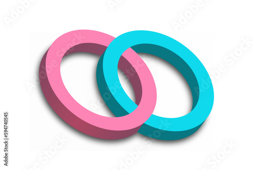 3d intersecting rings. Color volumetric icon for websites, applications, social networks and creative design