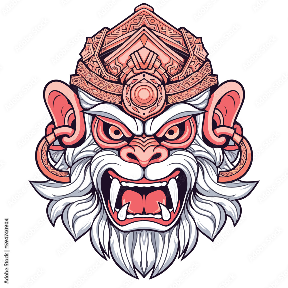 Fototapeta premium Mask of Hanuman monkey god of hindu logo