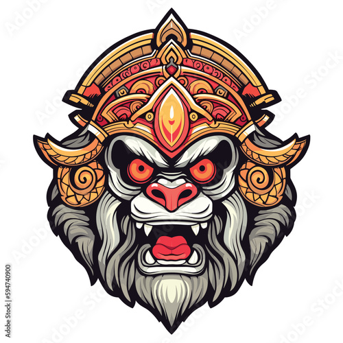 Mask of Hanuman monkey god of hindu logo