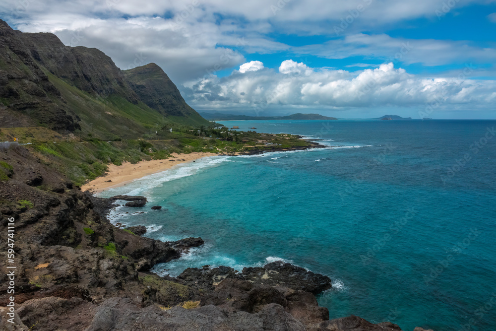 Spectacular scenery along the famous North Shore of Oahu Island, Hawaii, USA
