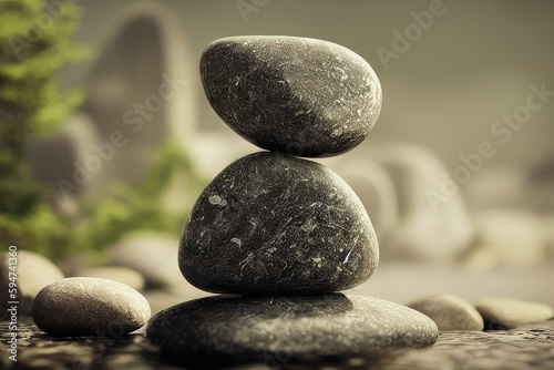 Stack of Zen stones  Generative AI