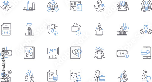 Brokerage line icons collection. Trading, Investments, Stocks, Shares, Bonds, Options, Futures vector and linear illustration. Securities,Portfolio,Margin outline signs set