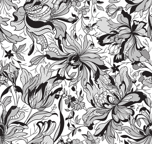 Seamless vintage floral lace pattern