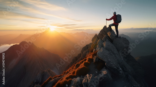 hiker on top of mountain © Wismut