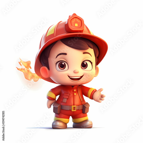 Firefighter illustration. Generative AI