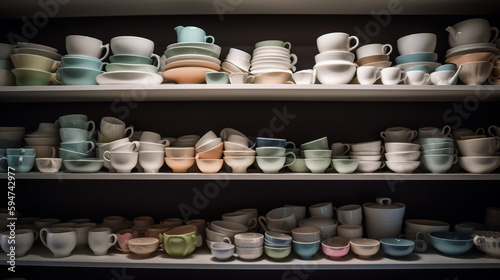 Dishware on a special shelf Generated AI