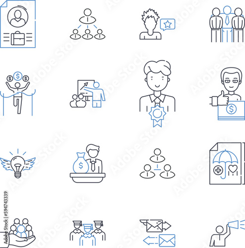Protocol system line icons collection. Interface, Encryption, Transmission, Authentication, Communication, Security, Routing vector and linear illustration. Packet,Firewall,Protocol outline signs set