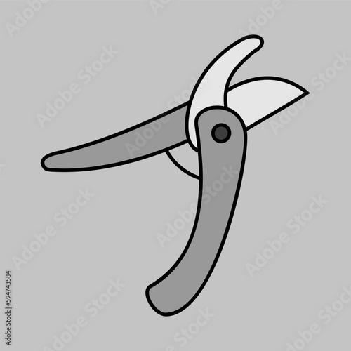 Pruning scissors, garden secateurs vector icon