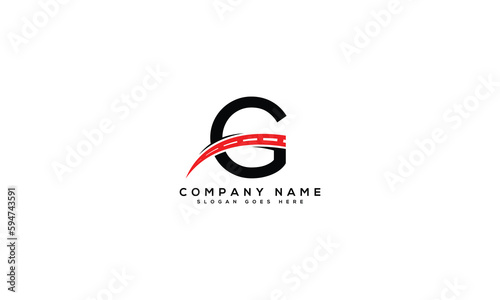 Letter G with road sign abstract vector logo design template. G letter mark icon design