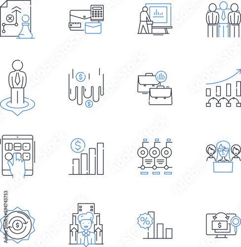 Salary revenues line icons collection. Income, Remuneration, Compensation, Earnings, Payroll, Revenue, Wages vector and linear illustration. Gross,Net,Profits outline signs set