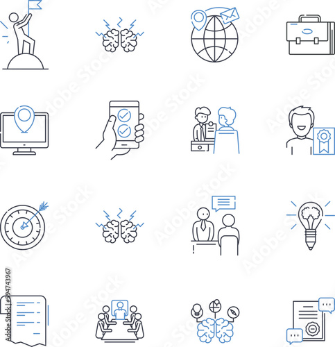 Business improvement line icons collection. Efficiency, Innovation, Optimization, Change, Growth, Productivity, Transformation vector and linear illustration. Progress,Strategy,Adaptation outline