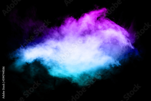 Art photo of smoke moves on black background. Beautiful swirling colorful smoke. Poster.