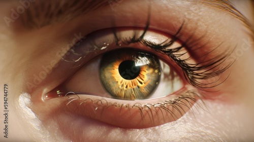 Beautiful hazel eyes close-up of a person background generative ai